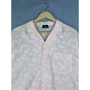 Vintage Kennington Mens Large Pink Floral Camp Collar Button Down Shirt THIN 70s